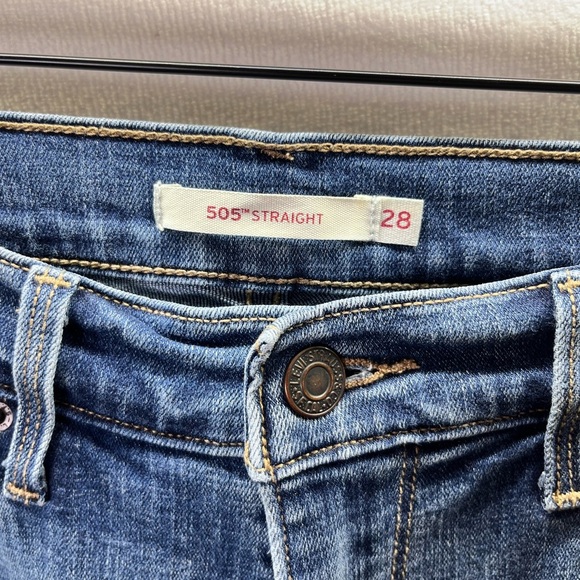 Levi’s 505 Straight Jeans Womens 28 Waist Blue Denim Stretch Cute Pants 2150 - Picture 2 of 10